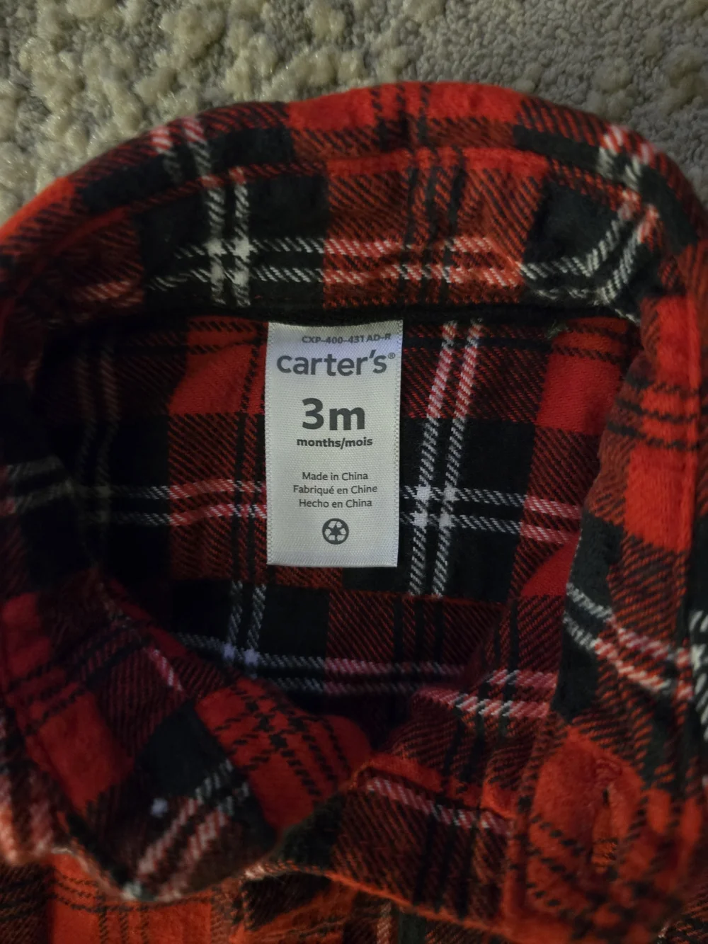 Carter's Red & Blue Plaid Button-Front One-Piece Bodysuits